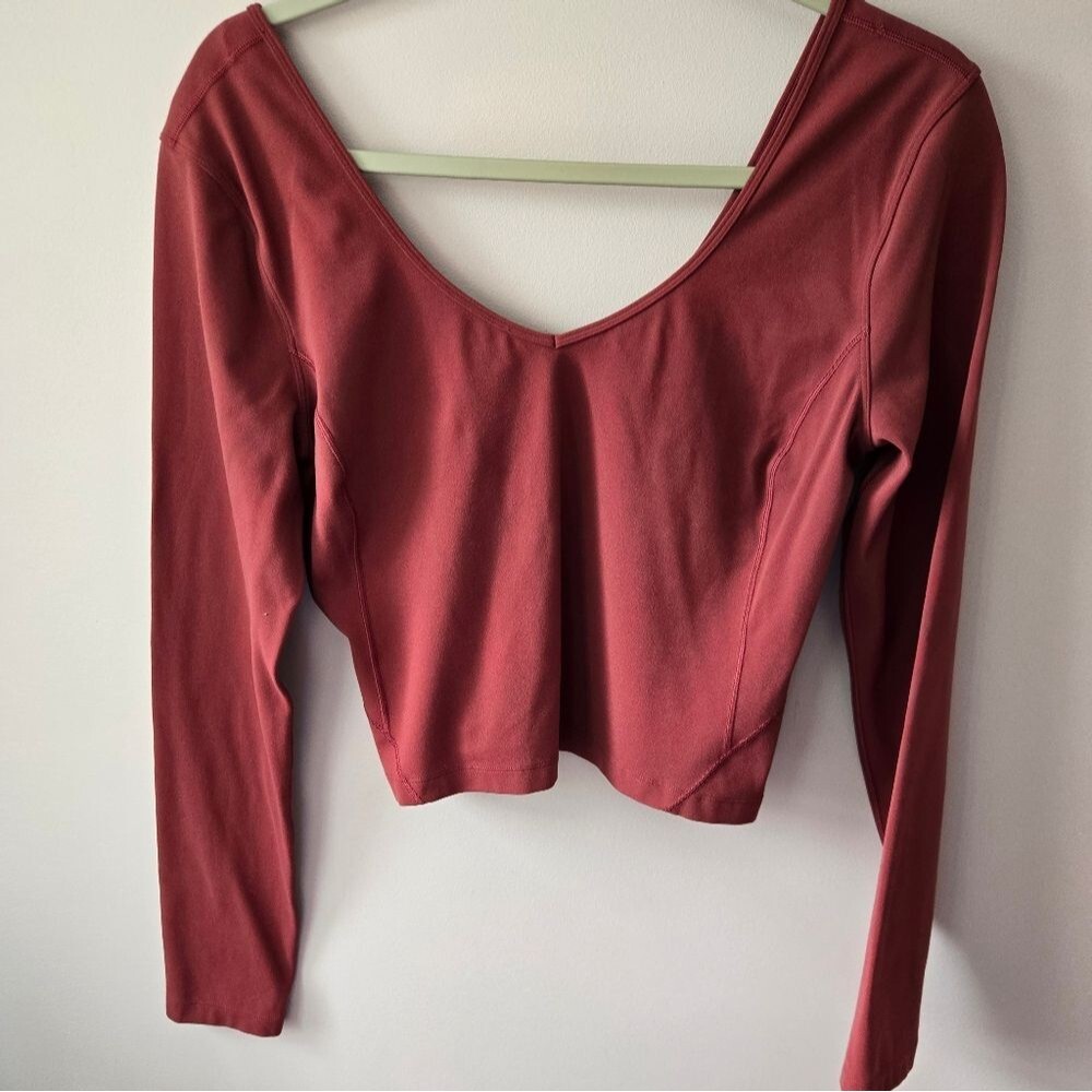 Lululemon Align™ Wide-Neck Long-Sleeve Shirt *Crop - Rose/Terracotta 6/8 - Picture 3 of 5